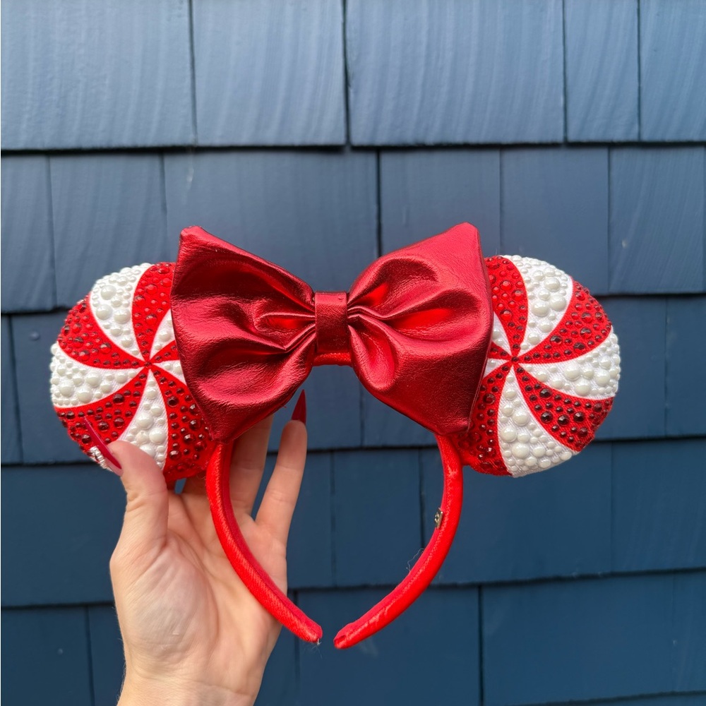 Disney Red and White Peppermint Bow Headband